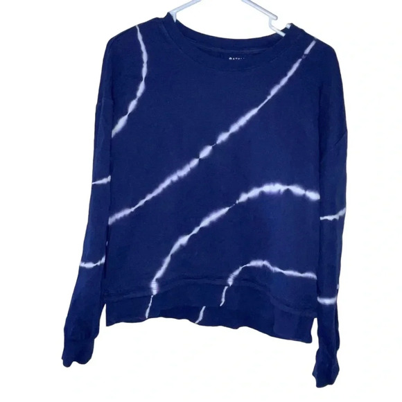 Athleta Sundown Sweatshirt Eclipse Navy Blue Size Medium Tie Dye Crewneck Sporty - Picture 9 of 9
